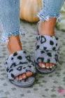 Leopard Peep Toe Plush Slippers - L & M Kee, LLC