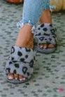 Leopard Peep Toe Plush Slippers - L & M Kee, LLC