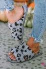 Leopard Peep Toe Plush Slippers - L & M Kee, LLC