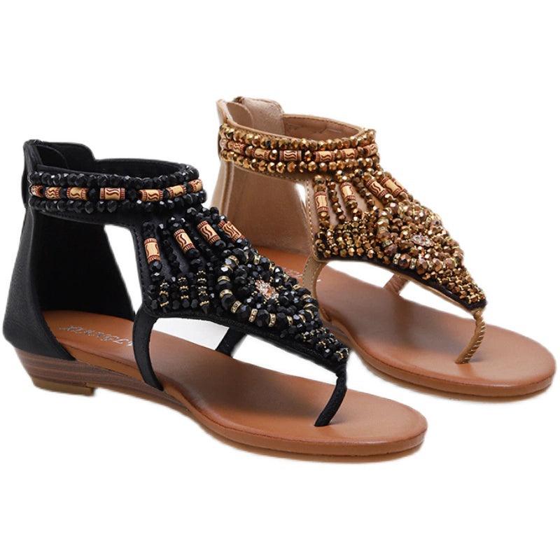 Ethnic Style Flip Toe Bohemian Beaded Retro Sandals - L & M Kee, LLC