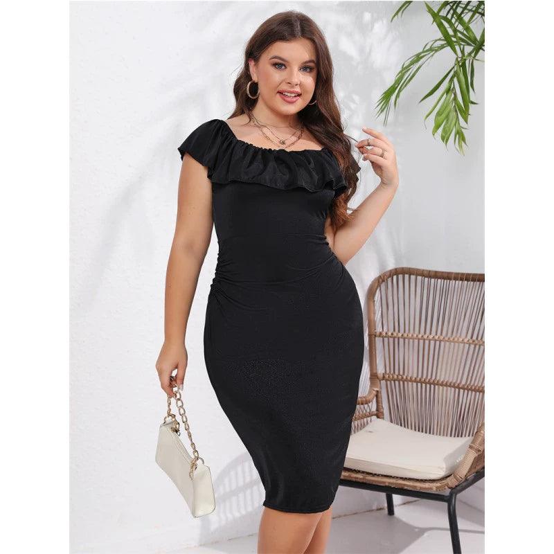 XL-5XL Summer Dresses Women plus Size Ladies Skirt Bodycon Dress Stretch - L & M Kee, LLC