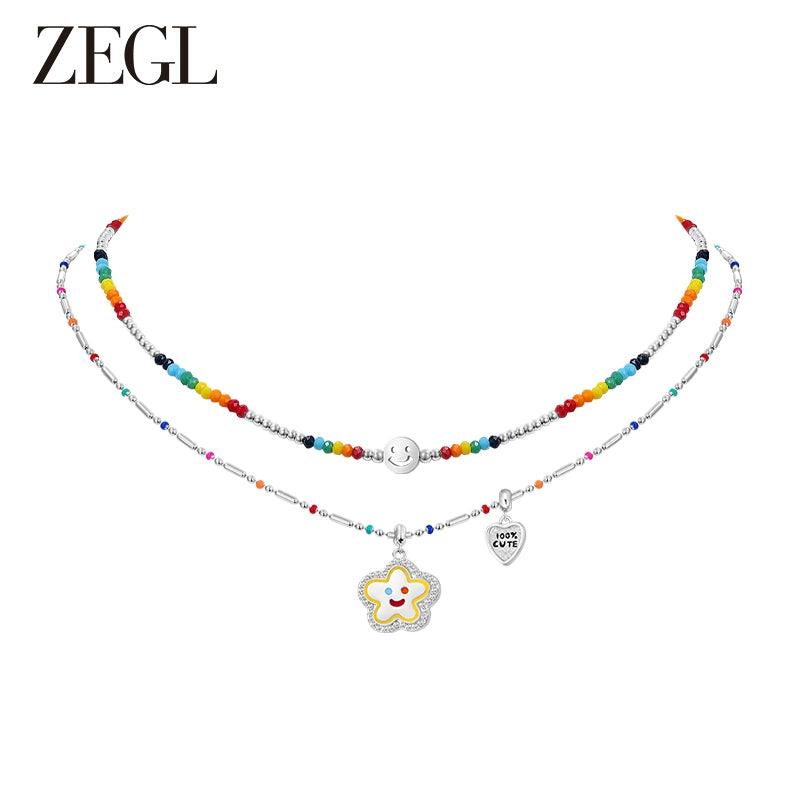 Smile Flower Beaded Necklace Girls Designer - L & M Kee, LLC