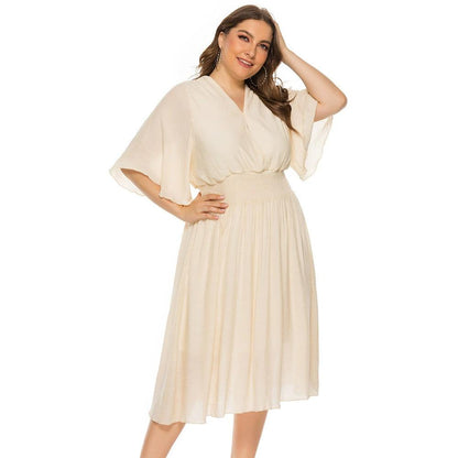 Plus Size Temperament Dress Fat Lady Dress Comfy Slim Dresses Female 4XL - L & M Kee, LLC