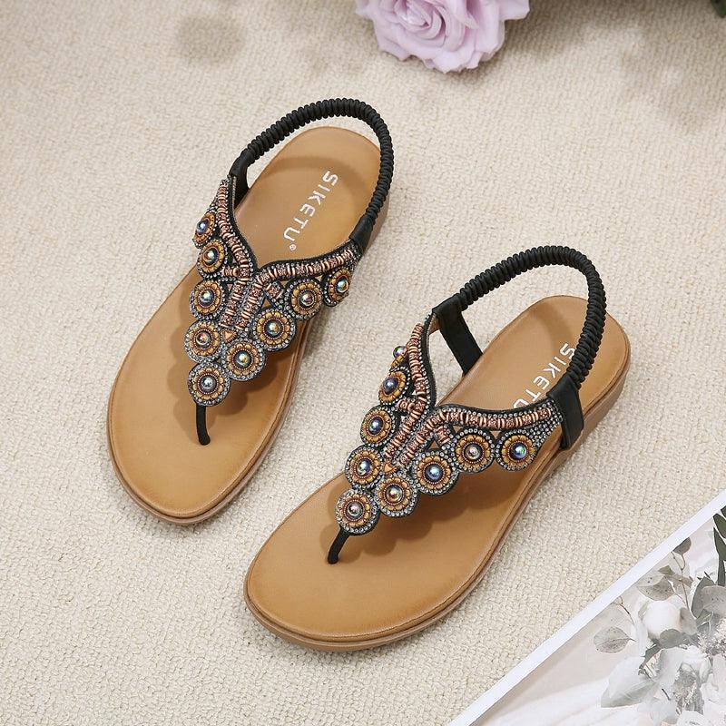 Thick Sole Bohemian Wedge Sandals - L & M Kee, LLC