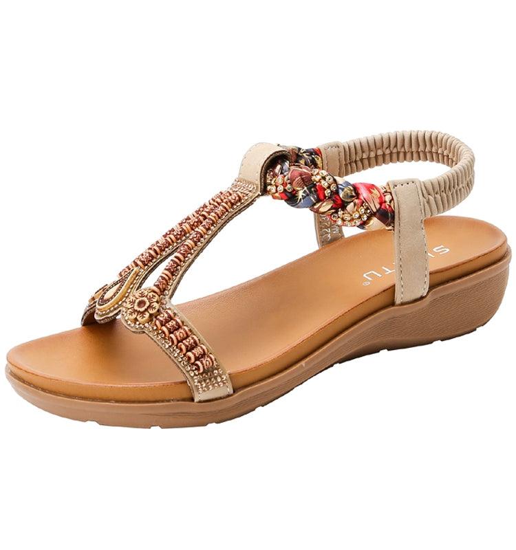 Bohemian Thick Sole Wedge Travel Sandals 41-43 - L & M Kee, LLC