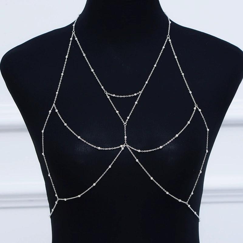 Chest Necklace Xiaohongshu Same Style Pure Desire Sexy Sexy Summer Bra Top Tube Top Accessories Necklace Body Chains Women - L & M Kee, LLC