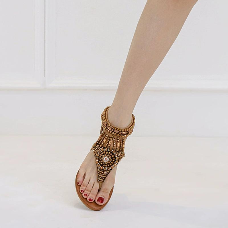 Ethnic Style Flip Toe Bohemian Beaded Retro Sandals - L & M Kee, LLC