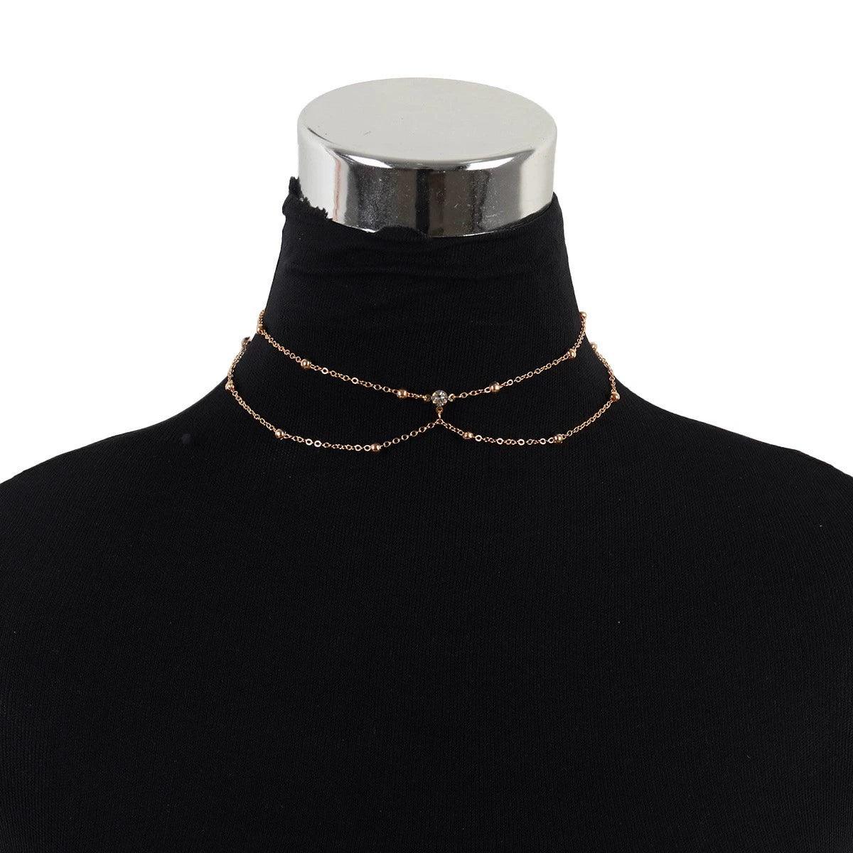 Same Style as Yang Chaoyue Chest Necklace Rope Body Chains Sexy Busty Large Size Necklace Women's Fancy Sling Clavicle Chain Jewelry - L & M Kee, LLC