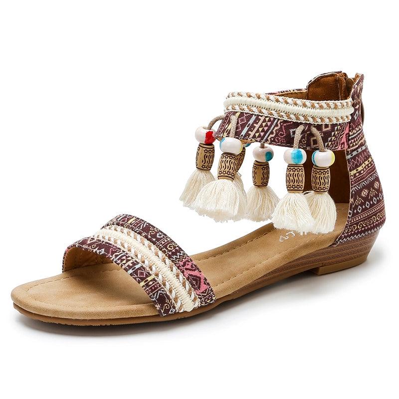 Fairy National Style Wedge Bohemian Roman Shoes - L & M Kee, LLC