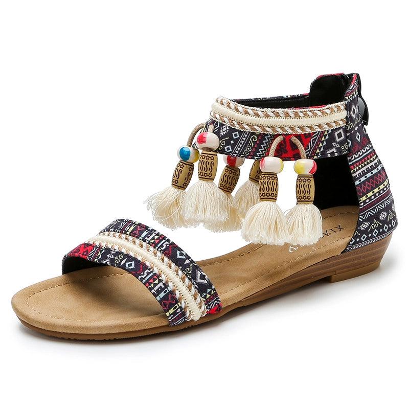 Fairy National Style Wedge Bohemian Roman Shoes - L & M Kee, LLC