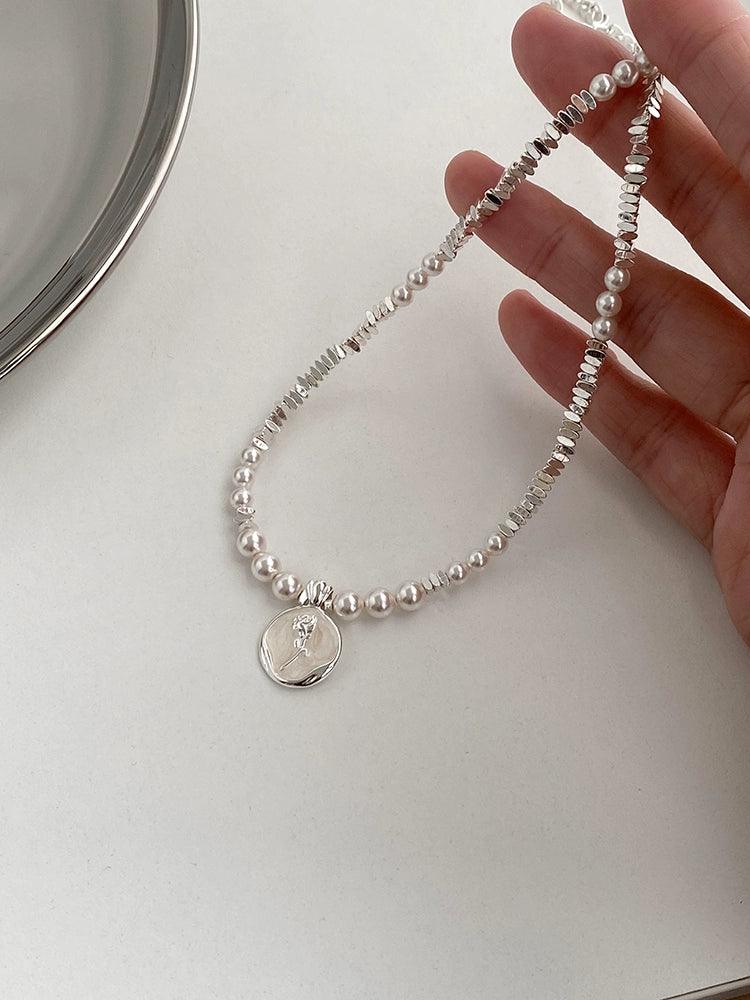 Color-Preserving Small Pieces of Silver Shijia Rose Drip Glazed Pearl Necklace - L & M Kee, LLC