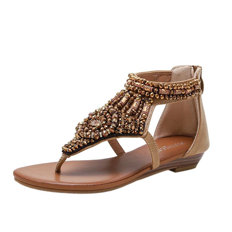 Ethnic Style Flip Toe Bohemian Beaded Retro Sandals - L & M Kee, LLC