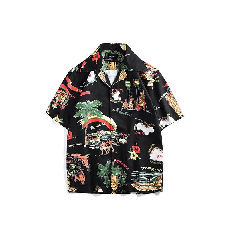 70S West Coast Casual Polo Collar Printed Shirt Short Sleeve - L & M Kee, LLC