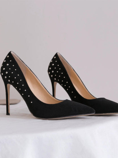 Fashion Sexy Low-Cut Spring New Rivets High Heels - L & M Kee, LLC