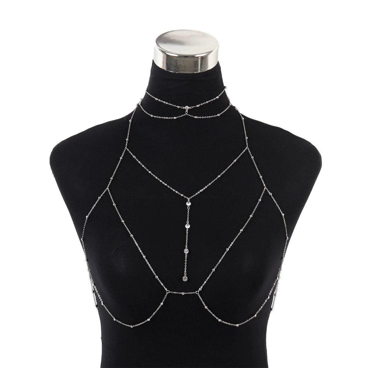 Same Style as Yang Chaoyue Chest Necklace Rope Body Chains Sexy Busty Large Size Necklace Women's Fancy Sling Clavicle Chain Jewelry - L & M Kee, LLC