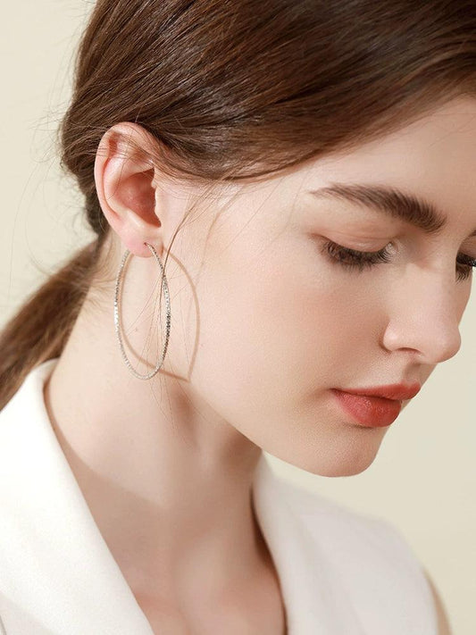 Accessible Luxury Sterling Silver Large Hoop Women's Fancy round Earrings - L & M Kee, LLC