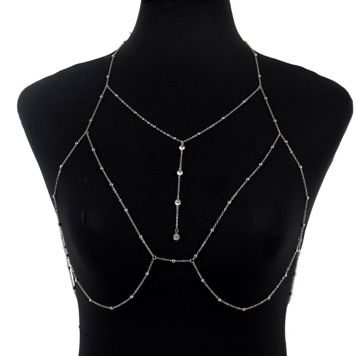 Same Style as Yang Chaoyue Chest Necklace Rope Body Chains Sexy Busty Large Size Necklace Women's Fancy Sling Clavicle Chain Jewelry - L & M Kee, LLC