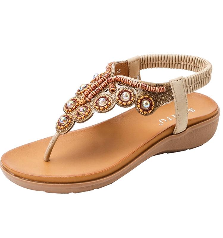 Thick Sole Bohemian Wedge Sandals - L & M Kee, LLC