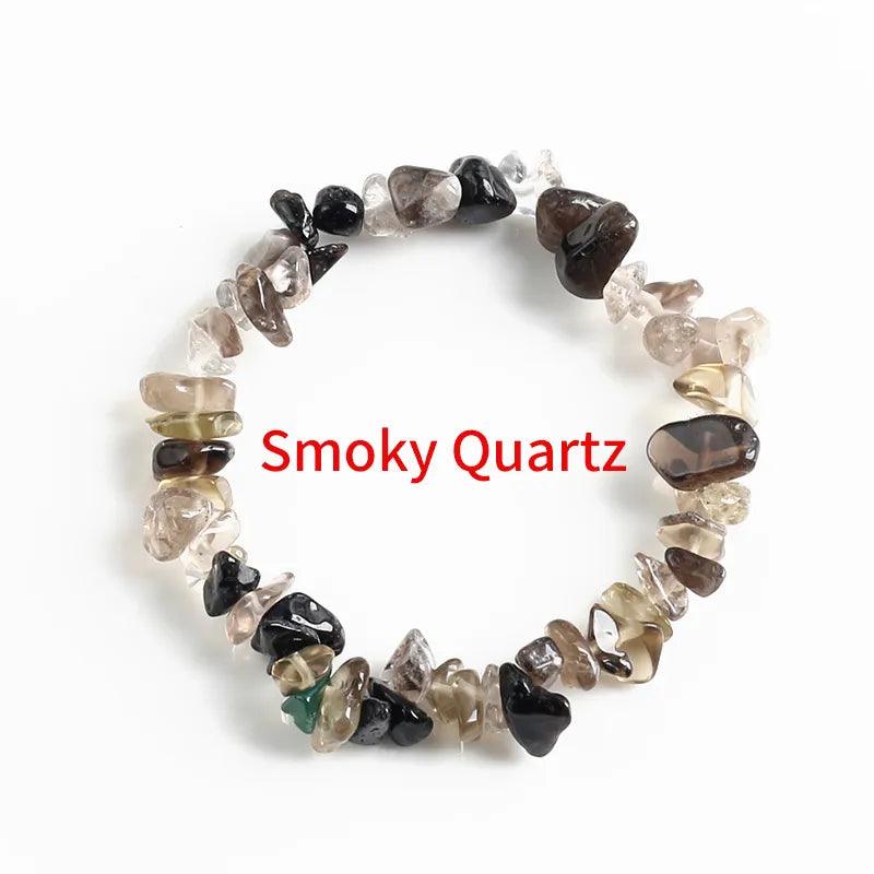 Natural Crystal Bracelet Irregular Stone Bracelet Beads Chip Jewelry Amethyst Aquamarine Rose Quartz Wristband Bangles for Women - L & M Kee, LLC