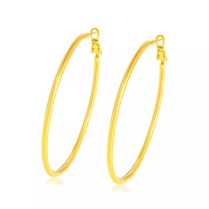 24K Yellow Gold Large Hoop Earrings - L & M Kee, LLC