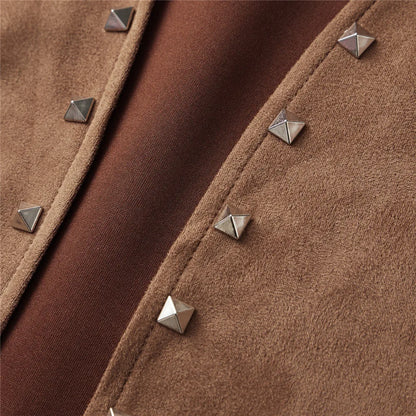 Women Vintage Sleeveless Faux Suede Fringe Vest Rivets Leather Western Boho Tassel Jacket Open Front Hippie Cardigan 2025