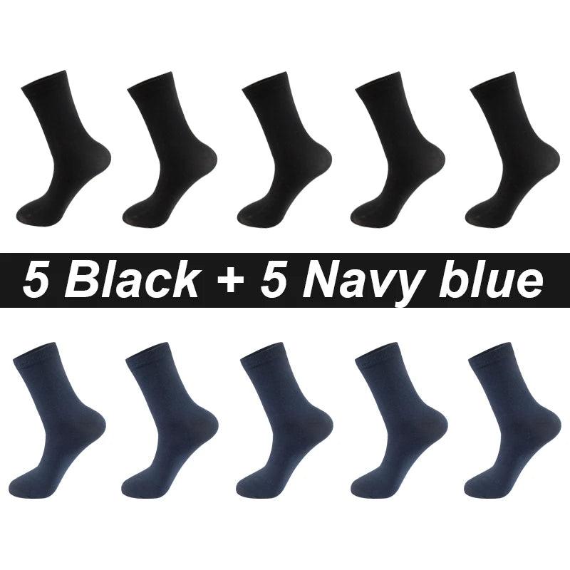 10Pairs Men's Socks Organic Cotton Breathable Black  Casual Socks-L & M Kee, LLC