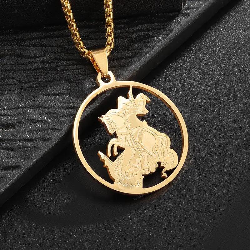 Hip Hop Ice Out Golden Horse Head Pendant Horseshoe Necklace for Men Personality Charm Fashion Rock Party Jewelry - L & M Kee, LLC