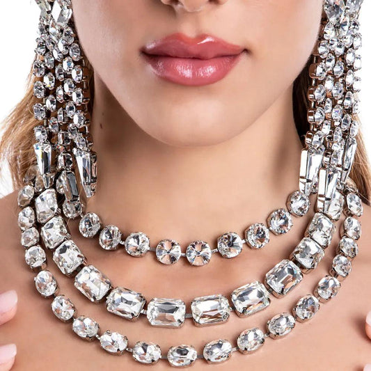 Large Rhinestone Choker Statement Jewelry - L & M Kee, LLC