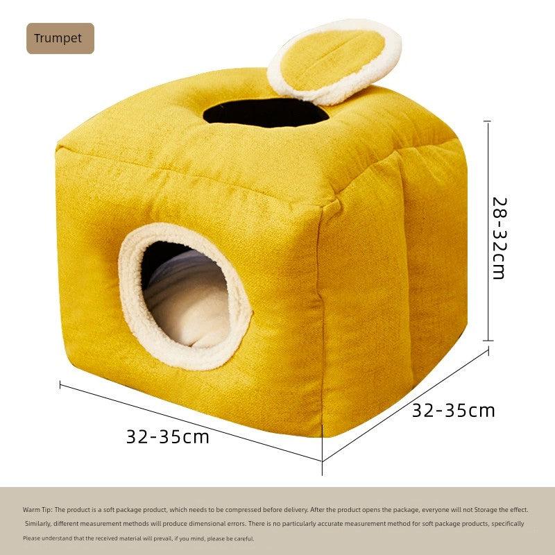 Cat Nest Winter Warm Semi-Closed Sense of Security Removable and Washable Internet Celebrity Cat House Sleeping Nest All Year Round Neutral Bed - L & M Kee, LLC
