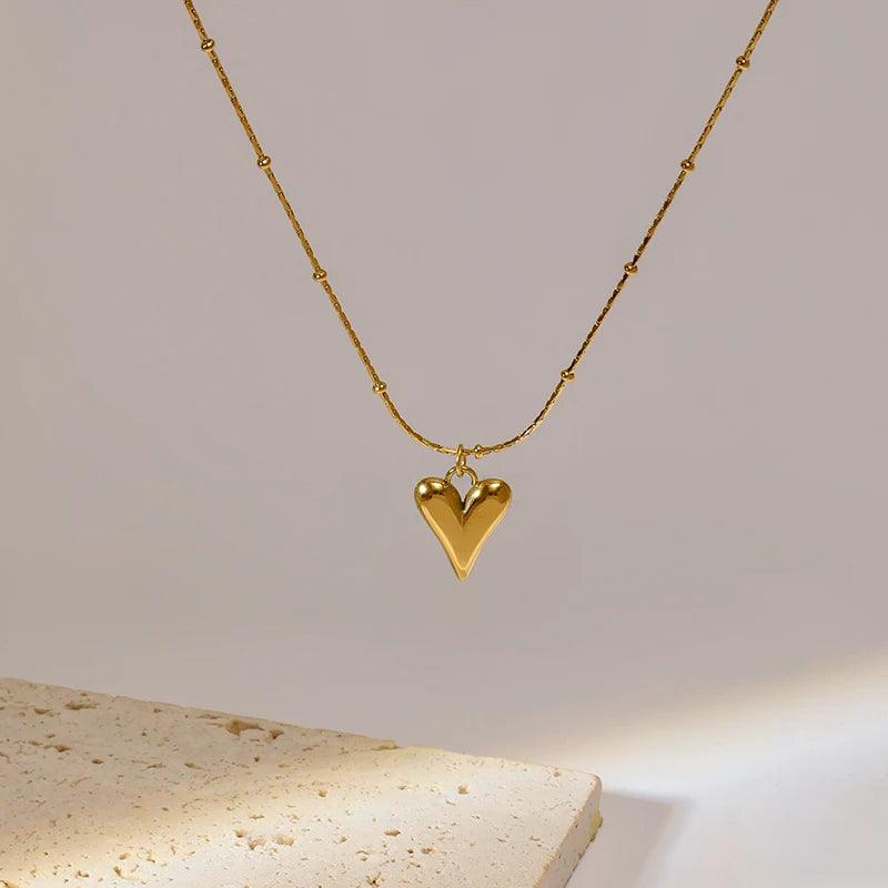 Gold Color Heart Pendant Necklace - L & M Kee, LLC