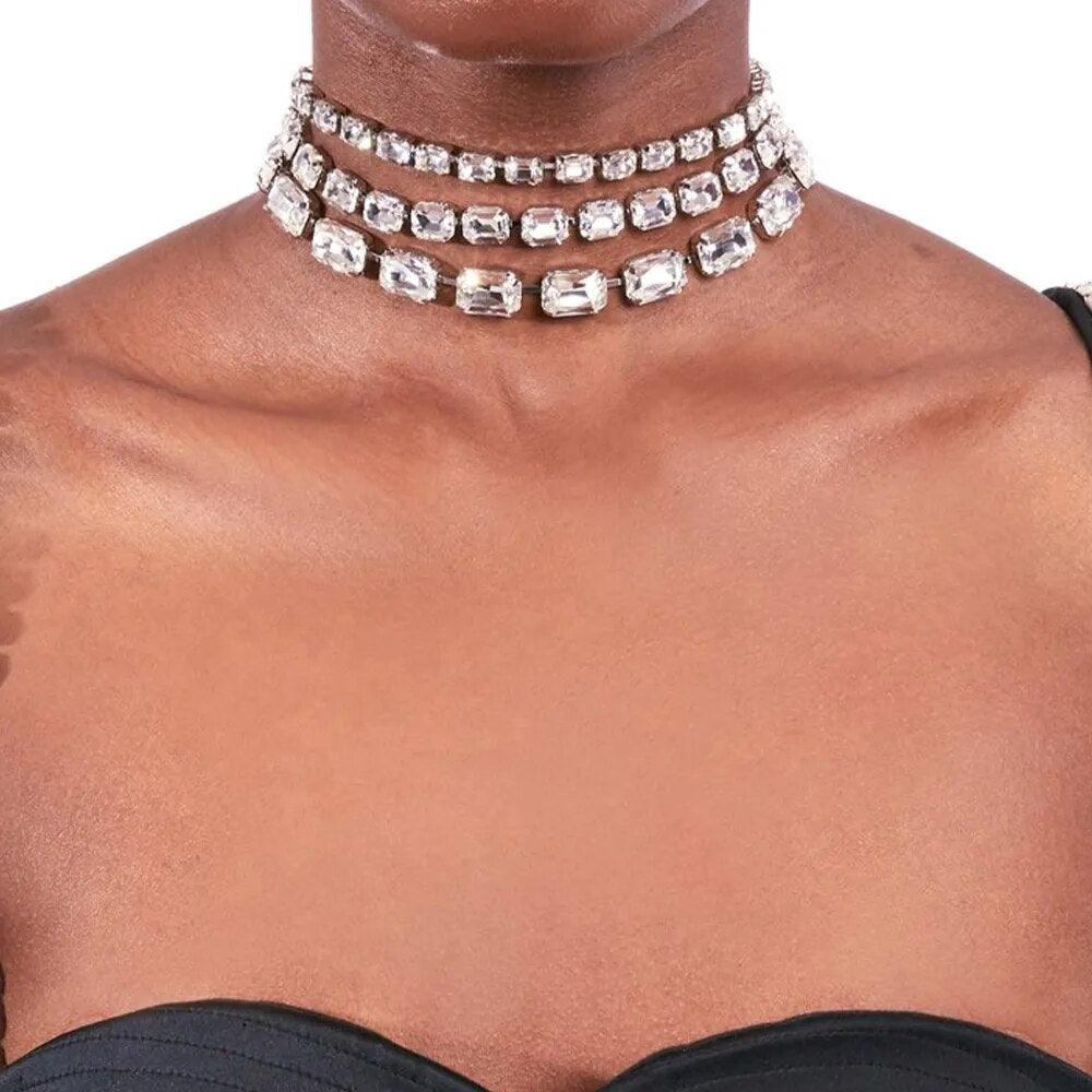 Large Rhinestone Choker Statement Jewelry - L & M Kee, LLC