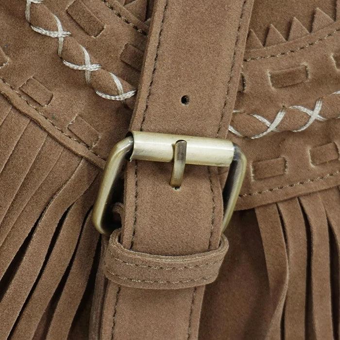 Fringed Messenger Bag Faux Suede Fringe Crossbody Bag - L & M Kee, LLC