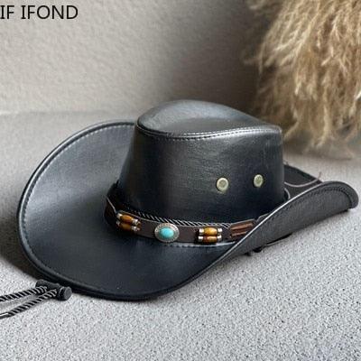 Faux Leather Western Cowboy / Cowgirl Hat - L & M Kee, LLC