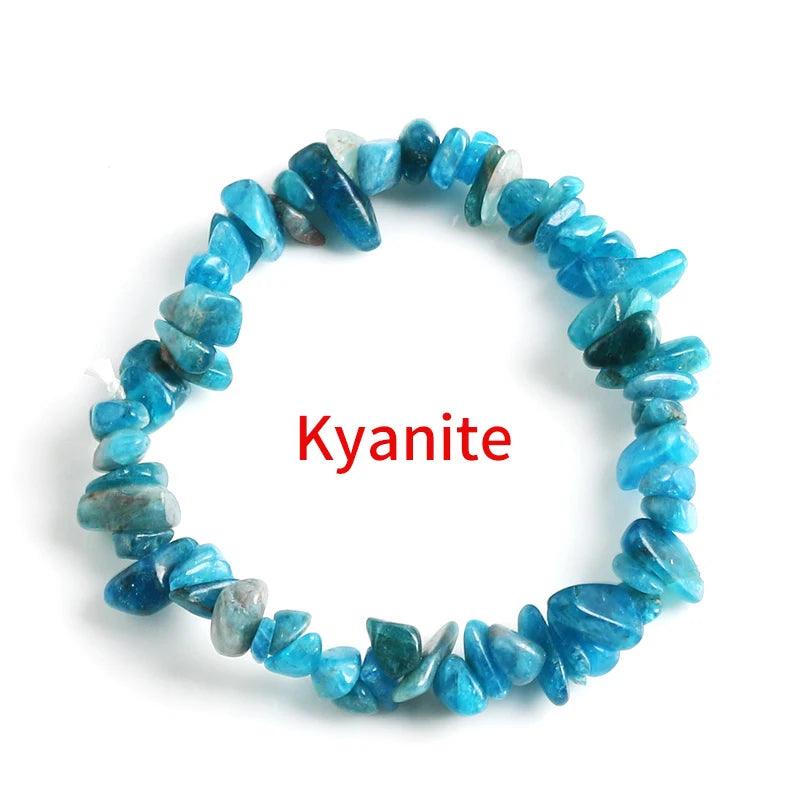 Natural Crystal Bracelet Irregular Stone Bracelet Beads Chip Jewelry Amethyst Aquamarine Rose Quartz Wristband Bangles for Women - L & M Kee, LLC