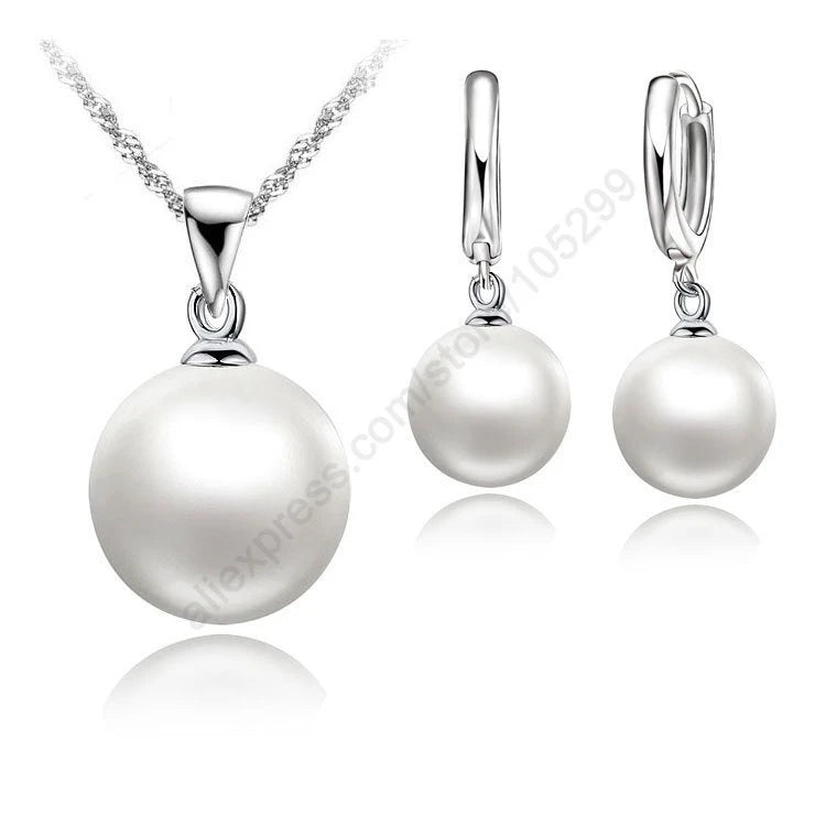 Genuine 925 Sterling Silver Bridal Jewelry Sets Pearl Fashion Jewelry Women Girls Engagement Anniversary Fine Gift Wholesale
