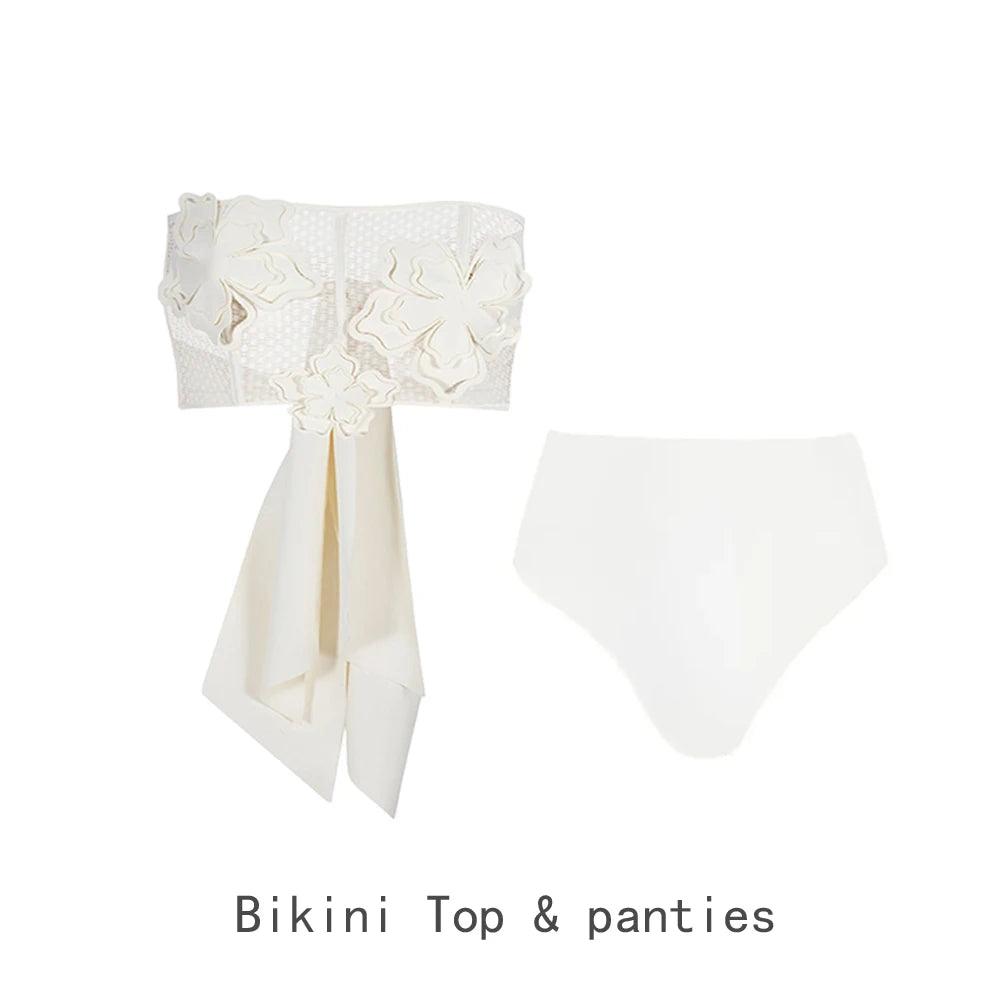 3D Petal Bandeau Bikini Top Backless Sexy Bathing Suits - L & M Kee, LLC