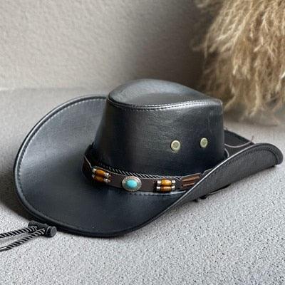 Faux Leather Western Cowboy / Cowgirl Hat - L & M Kee, LLC