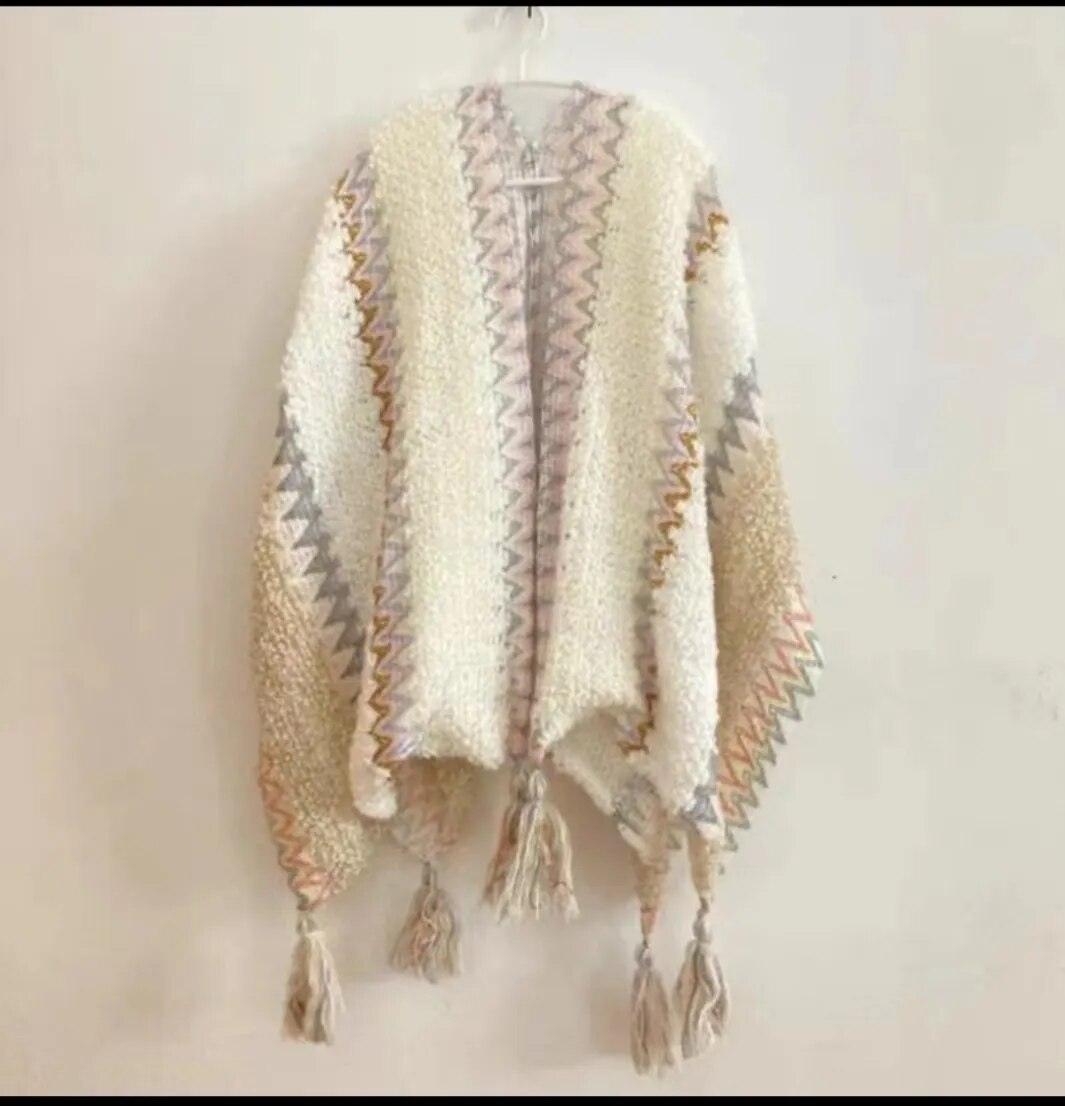 Knitted Poncho Tassel Cloak - L & M Kee, LLC