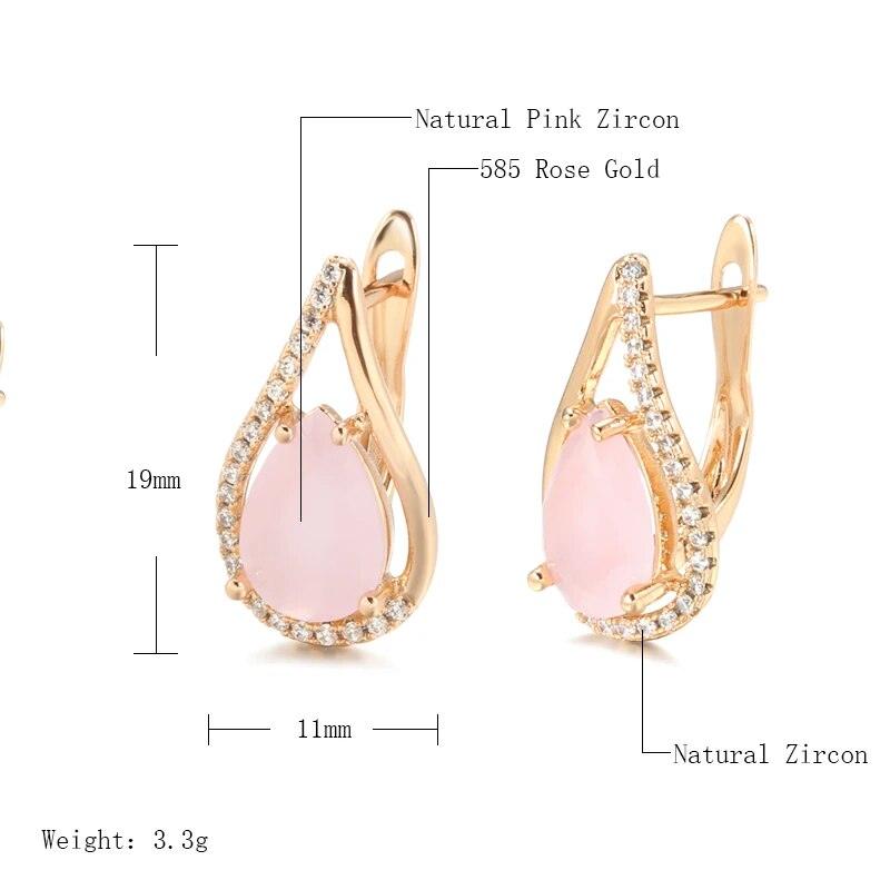 Waterdrop Pink Zircon Earrings - L & M Kee, LLC