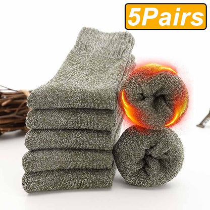 5Pairs Winter Warm Merino Wool Socks - L & M Kee, LLC