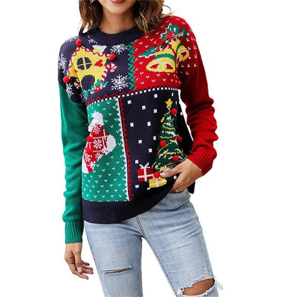 Elk Snowflake Bear Print Ugly Christmas Sweater - L & M Kee, LLC