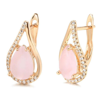 Waterdrop Pink Zircon Earrings - L & M Kee, LLC