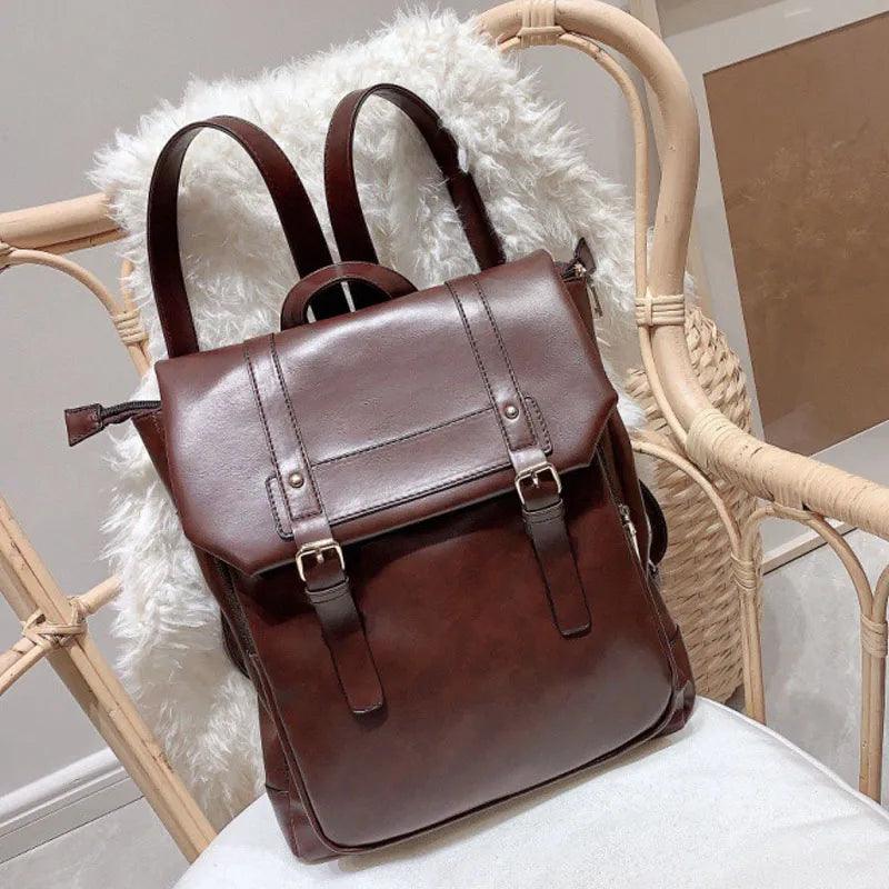 Vintage Leather Drawstring Rucksack Backpack - L & M Kee, LLC