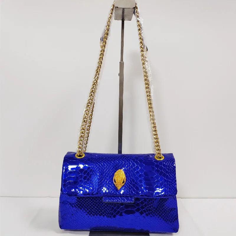 Snakeskin Texture Purse With Eagle Head Metal Icon - L & M Kee, LLC