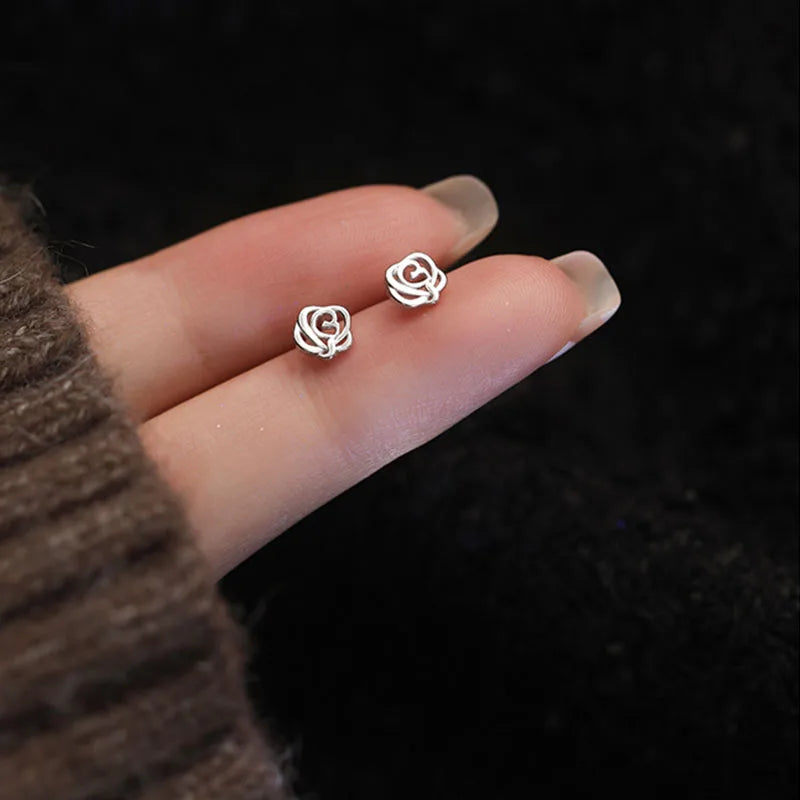 925 Silver Needle Simple Small Stud Earrings Round Cubic Zirconia Minimalist Stud Earrings Gift for Her