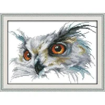 Joy Sunday Cute Owl Cross Stitch 11ct Printed Aida Fabric 14ct Counted Cross Canvas Embroidery DMC Floss Kit DIY Christmas gift - L & M Kee, LLC