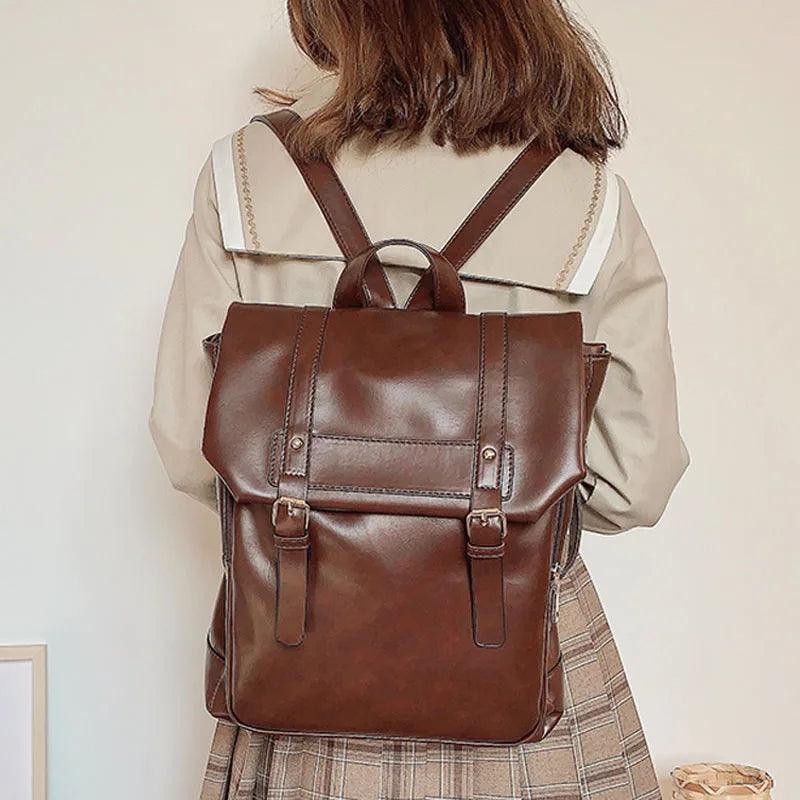 Vintage Leather Drawstring Rucksack Backpack - L & M Kee, LLC