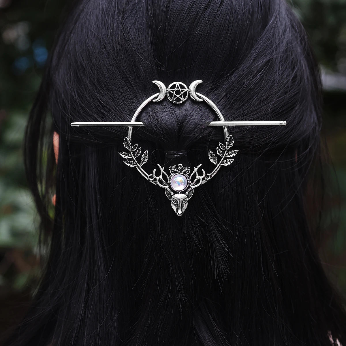 Witch Woodland Goddess Crescent Moon Dragonfly Hairstick Fairy Moon Dragonfly Insect Hair Barrette Hairclip For women Wicca
