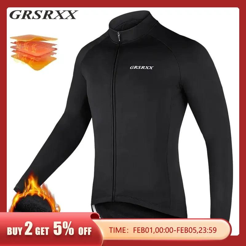 GRSRXX Winter Warm Cycling Jacket Mountain Bike Jacket Cycling Jersey Long Sleeve Cycling Jersey Ciclismo Jacket Unisex