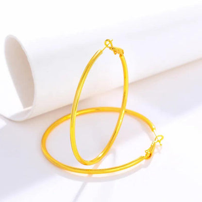 24K Yellow Gold Large Hoop Earrings - L & M Kee, LLC